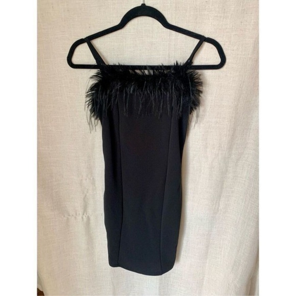 New Almost Famous Womens Feather Trim‎ Mini Dress Size S Black Party Y2K Glam - Picture 11 of 16